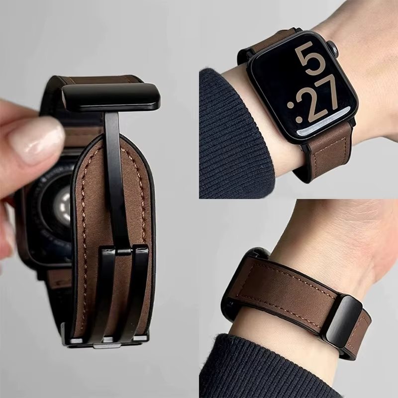 Applewatch Strap Leather Dark Brown